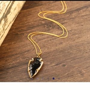 NWOT: Authentic 🐲 Dragonglass!🐉 COAI Obsidian Pendant, ~32" chain